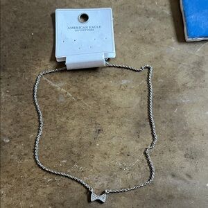 American Eagle Outfitters Silver Bow Pendant Necklace